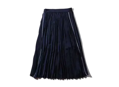 atmos pink Line Pleated Long Skirt "Navy"