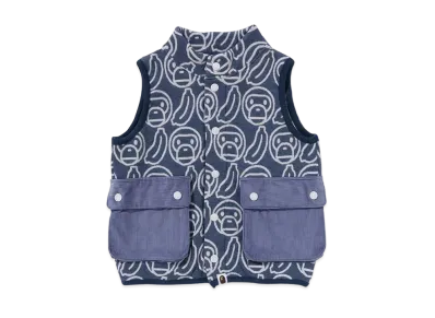 A BATHING APE Banana Milo Knit Jacquard Vest Kids "Navy"
