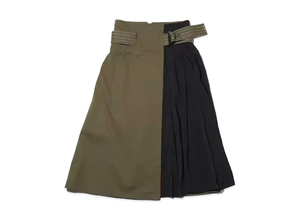 atmos pink Asymmetrical Pleated Wrap Skirt "Khaki"