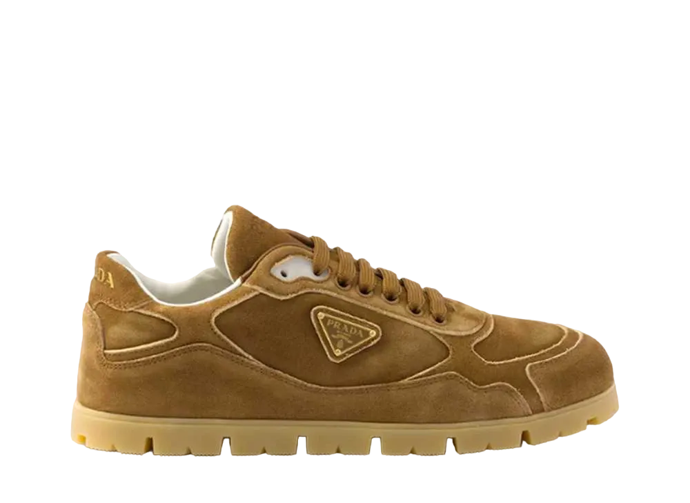 PRADA Women's Trail Faded Suede Sneakers "Brown"