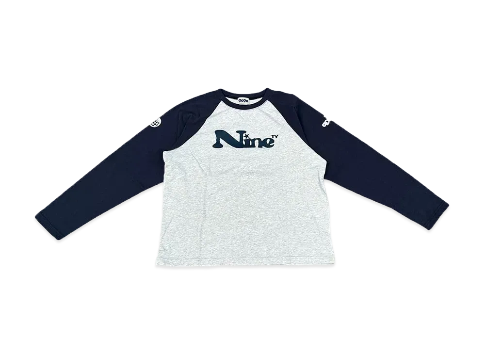 9090 Dot Logo Raglan L/S Tee "NAVY/HEATHER GARY"