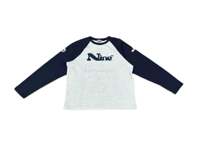 9090 Dot Logo Raglan L/S Tee "NAVY/HEATHER GARY"