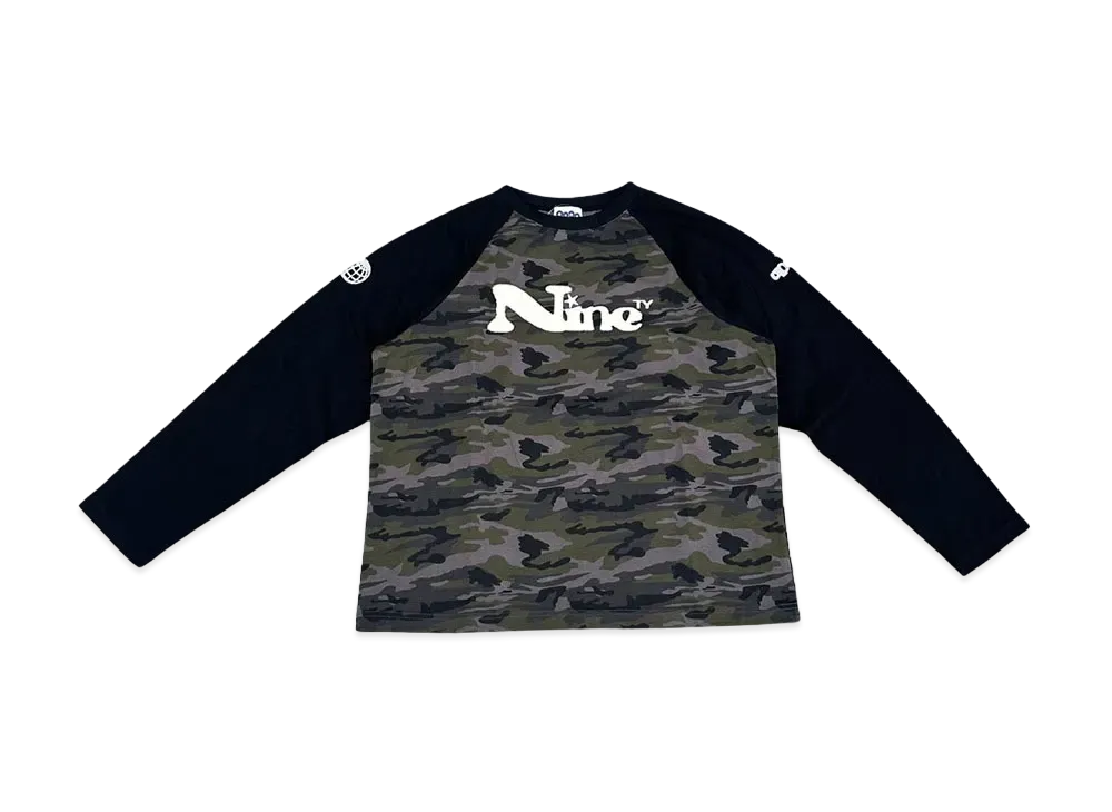 9090 Dot Logo Raglan L/S Tee "BLACK/CAMO"