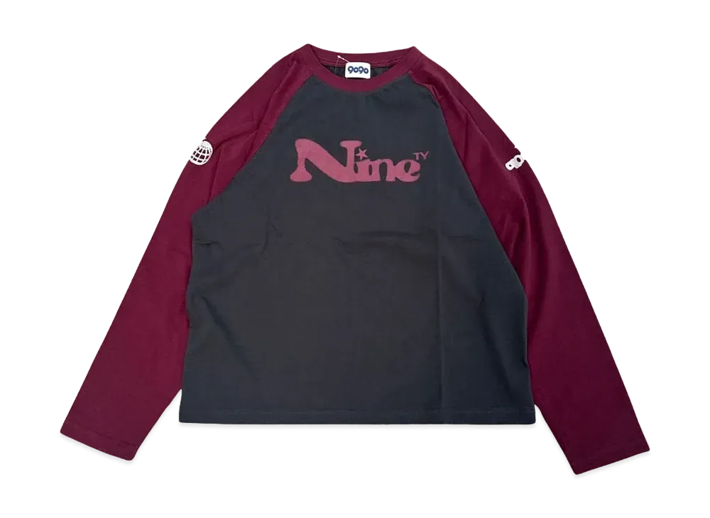 9090 Dot Logo Raglan L/S Tee "RED/CHARCOAL"