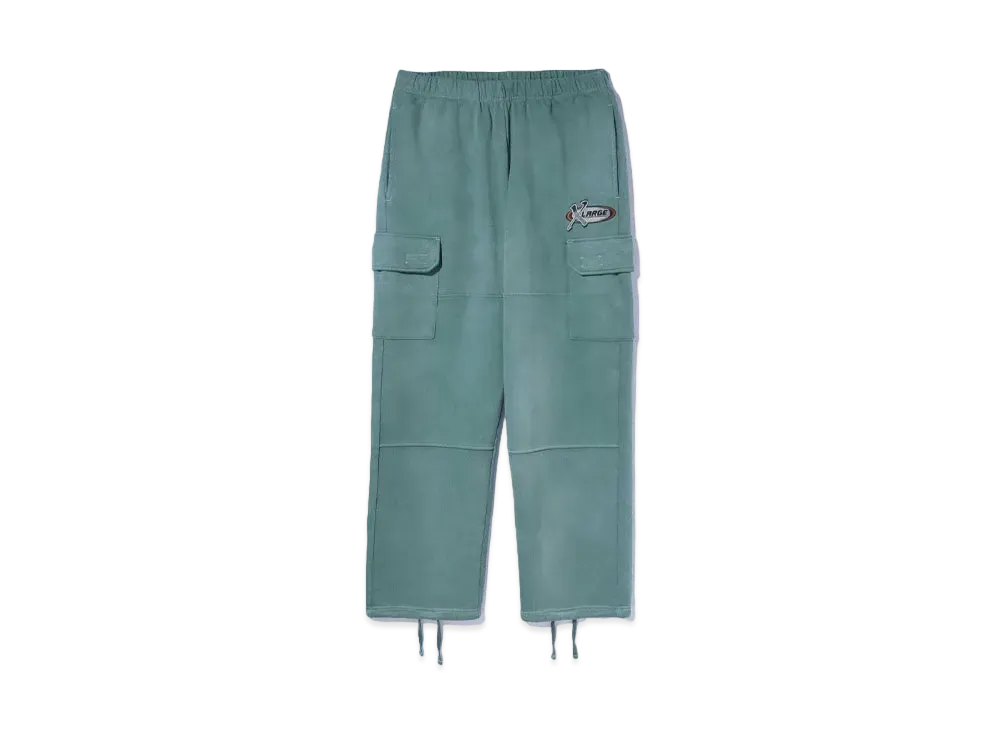 XLARGE BLEACHED SWEAT CARGO PANTS "GREEN"