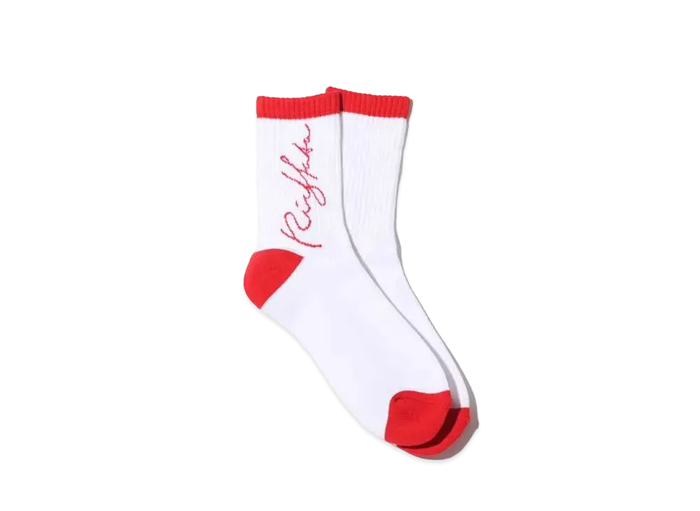 atmos pink x Riehata Logo Socks "Red"