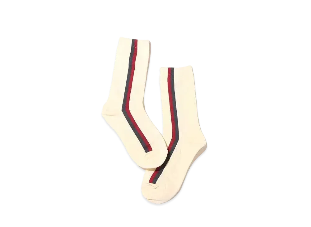 atmos pink Vertical Line Socks "White"