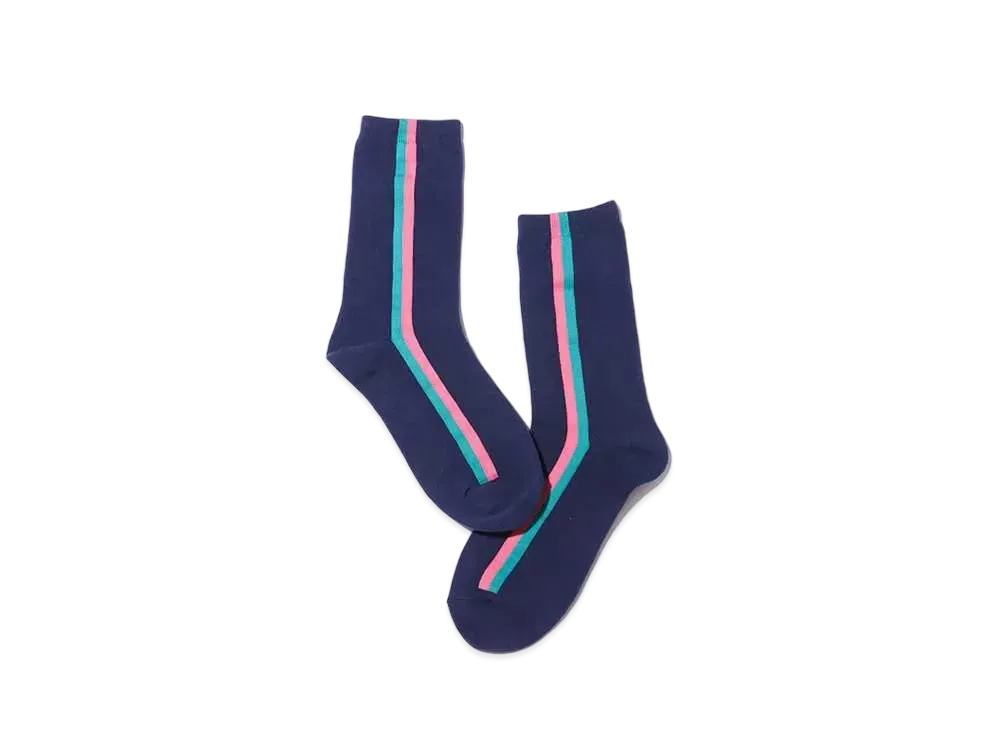 atmos pink Vertical Line Socks "Navy"