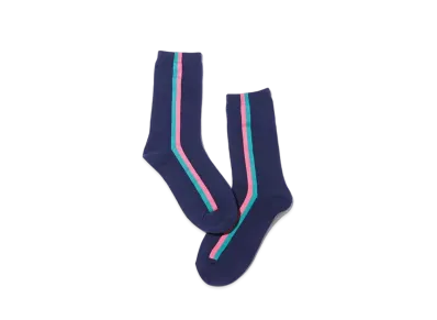 atmos pink Vertical Line Socks "Navy"
