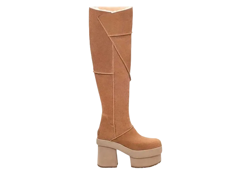 レイビームス別注 アグ ウィメンズ ニューハイツプラットフォーム エクストラ "チェスナット"