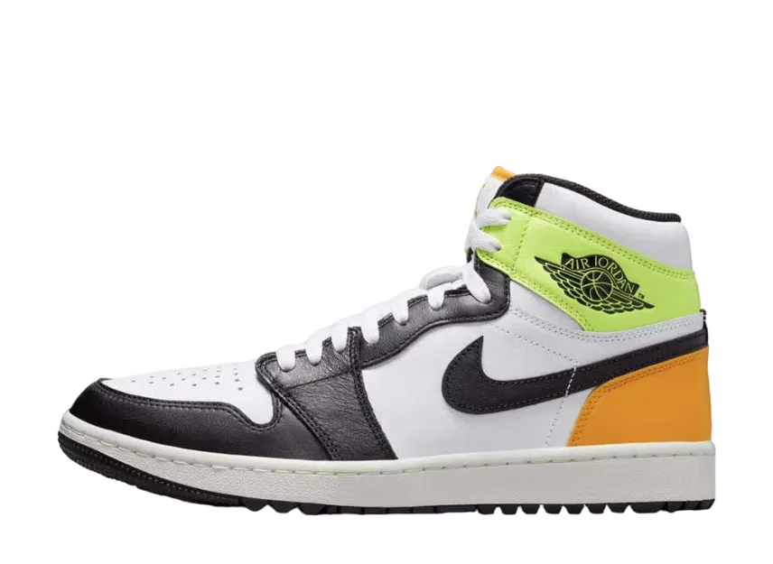 ナイキ エアジョーダン1 ハイ ゴルフ "ホワイト/ユニバーシティゴールド/ボルト/ブラック"