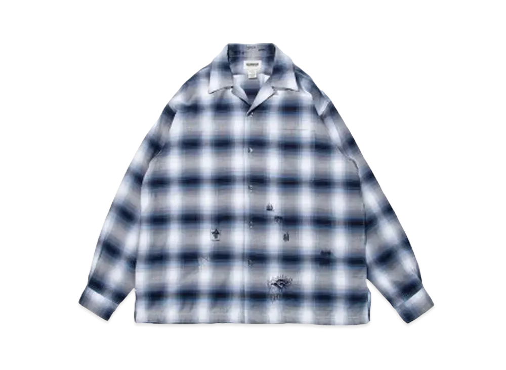 BOW WOW RAYON CHECK SHIRTS REPAIRED "BLUE x WHITE REPAIRED"