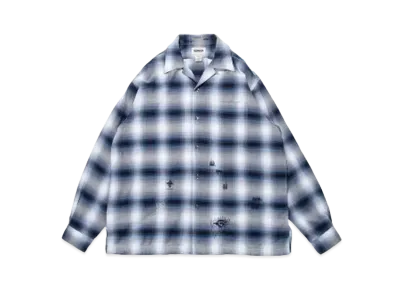 BOW WOW RAYON CHECK SHIRTS REPAIRED "BLUE x WHITE REPAIRED"