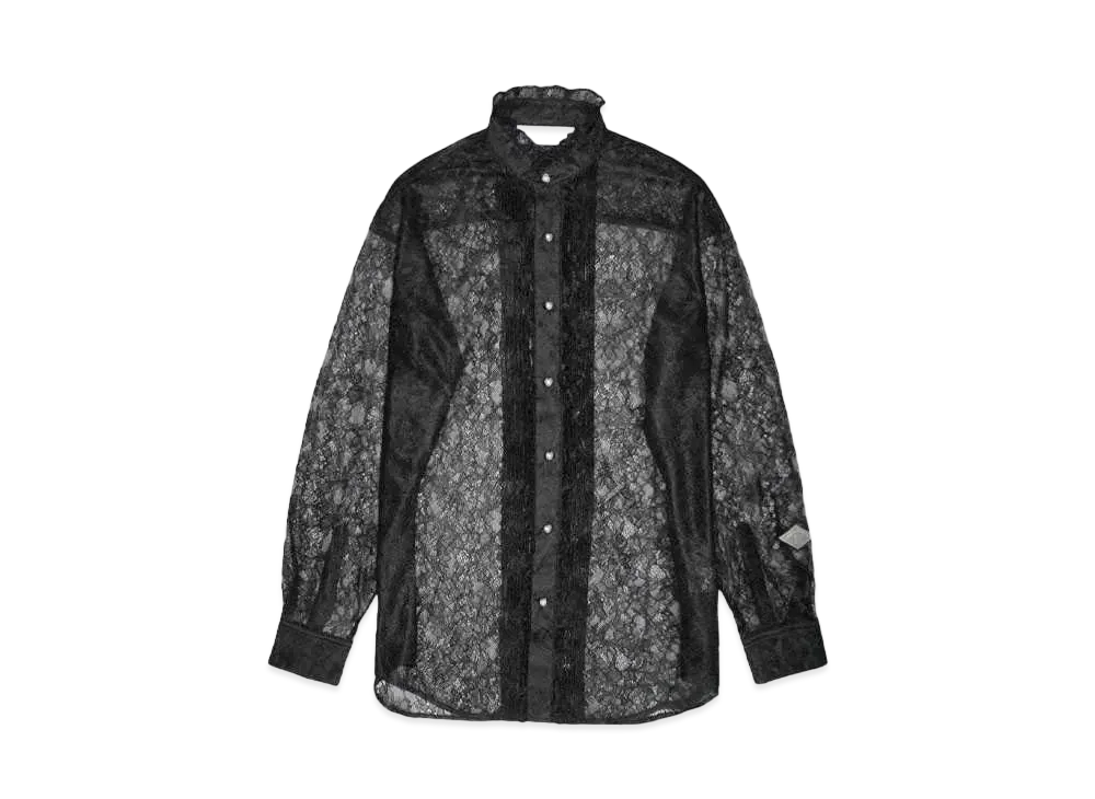 el conductorH FLOWER LACE FRILL SHIRT "BLACK"