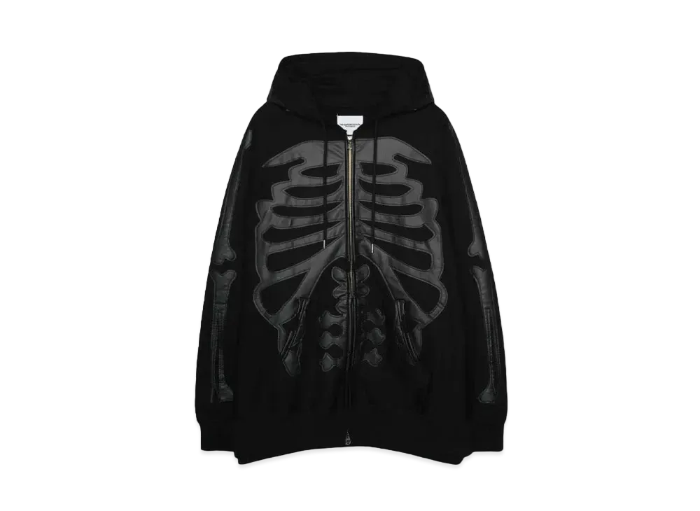 TAKAHIROMIYASHITATheSoloist. full zip hoodie. "BLACK X BLACK BONE"