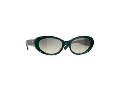 CHANEL Oval Sunglasses Acetate "Green"