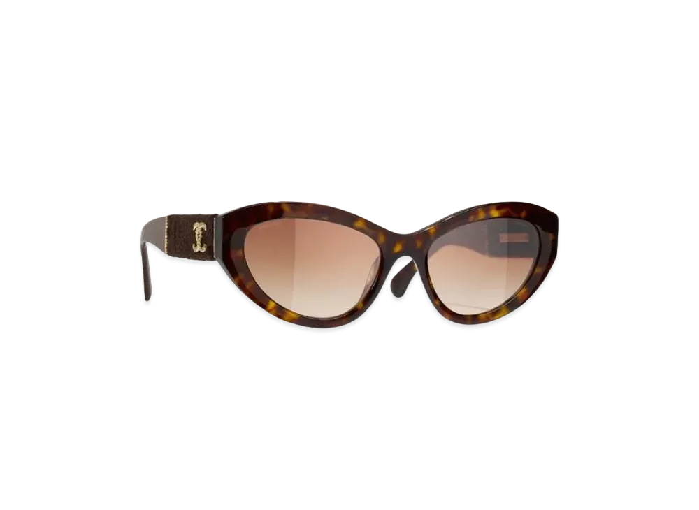CHANEL Cat Eye Sunglasses Acetate & Tweed "Tortoise"