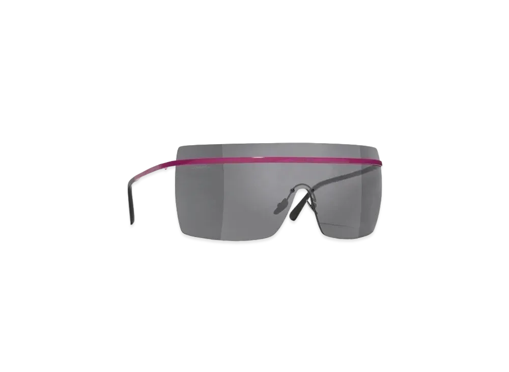 CHANEL Shield Sunglasses Metal Lenses Dark Gray "Pink"