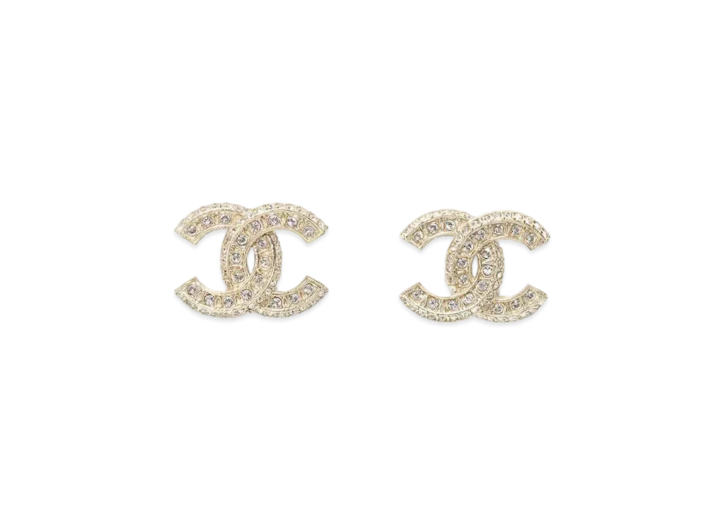 CHANEL Metal and Strass Resin Earrings "Gold"
