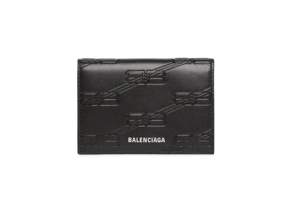 バレンシアガ エンボス モノグラム ミニウォレット ボックスカーフスキン "ブラック" 717790 210JS 1000