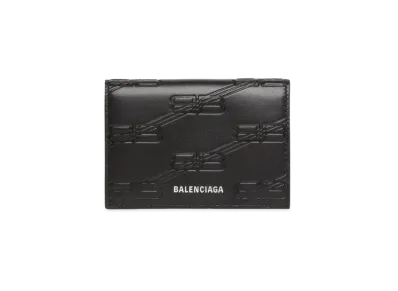 BALENCIAGA Embossed Monogram Mini Wallet Box Calfskin "Black"