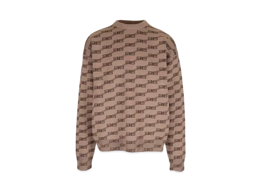BALENCIAGA MENS BB Monogram Sweater "Beige/Brown"