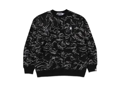 A BATHING APE Logo Relaxed Fit Crewneck Sweatshirt "Black"