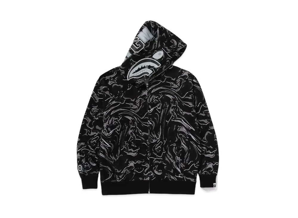 A BATHING APE Shark Relaxed Fit Full Zip Hoodie "Black"
