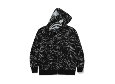 A BATHING APE Shark Relaxed Fit Full Zip Hoodie "Black"