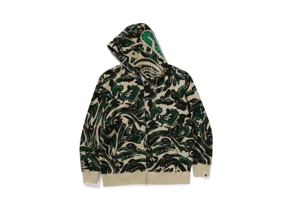 A BATHING APE Shark Relaxed Fit Full Zip Hoodie "Green"