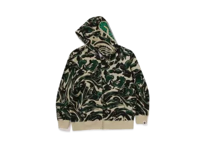 A BATHING APE Shark Relaxed Fit Full Zip Hoodie "Green"