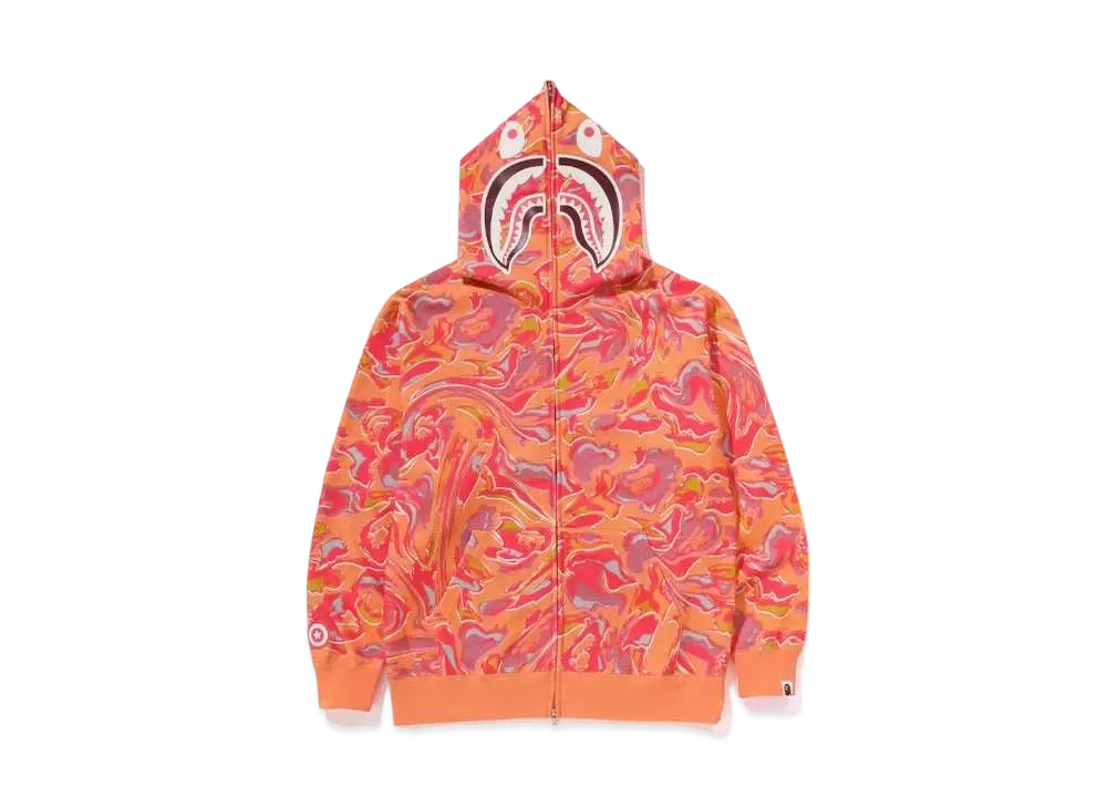 A BATHING APE Shark Relaxed Fit Full Zip Hoodie "Orange"