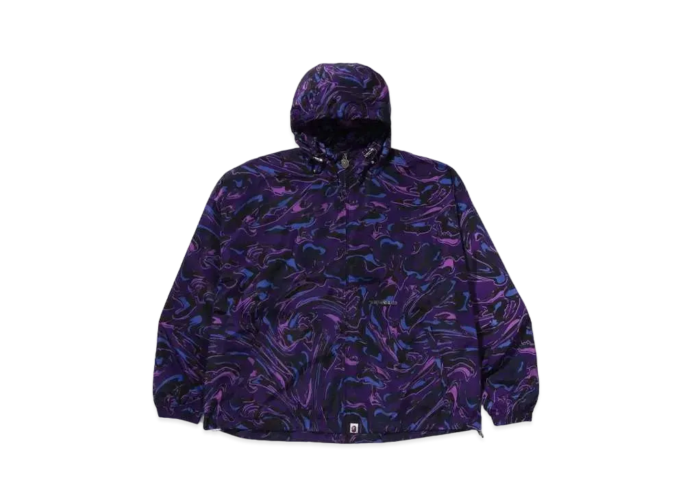 A BATHING APE Logo Nylon Hooded Jacket "Purple"