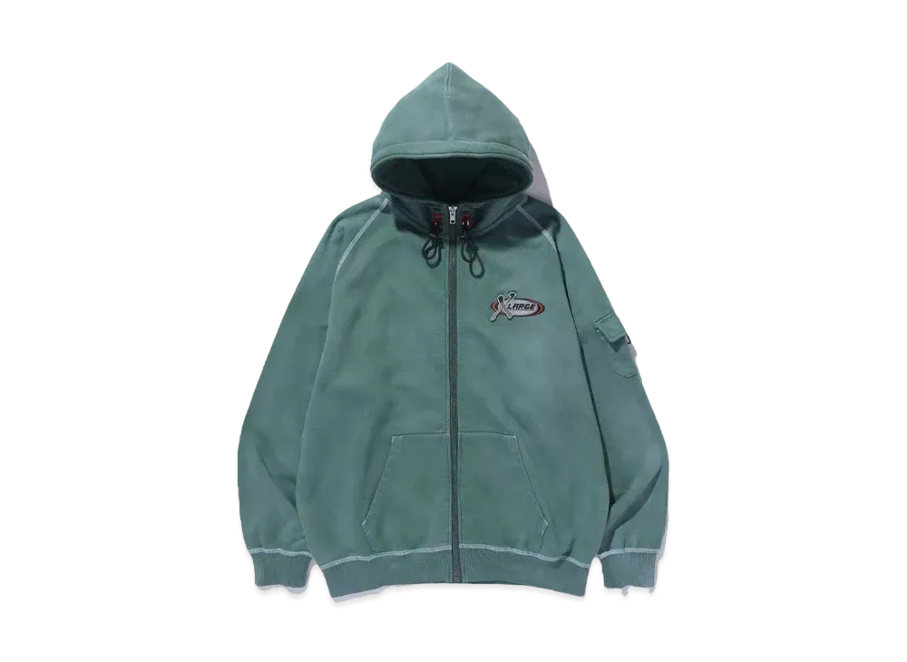 XLARGE BLEACHED HOODED SWEATSHIRT "GREEN"