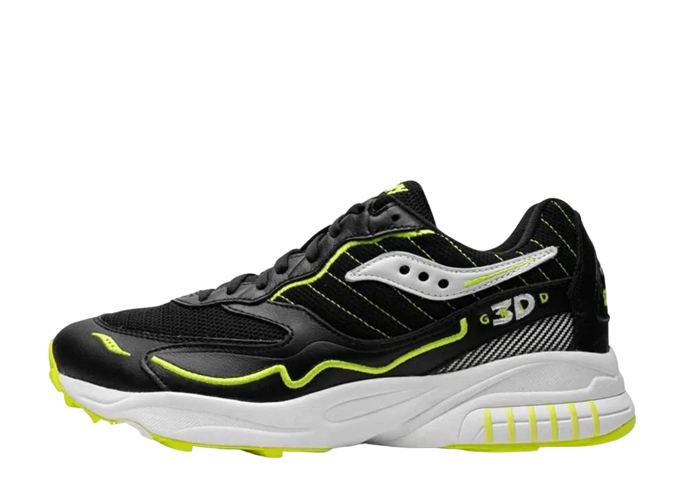 サッカニー 3D グリッド ハリケーン "ブラック/ホワイト/アシッドイエロー"