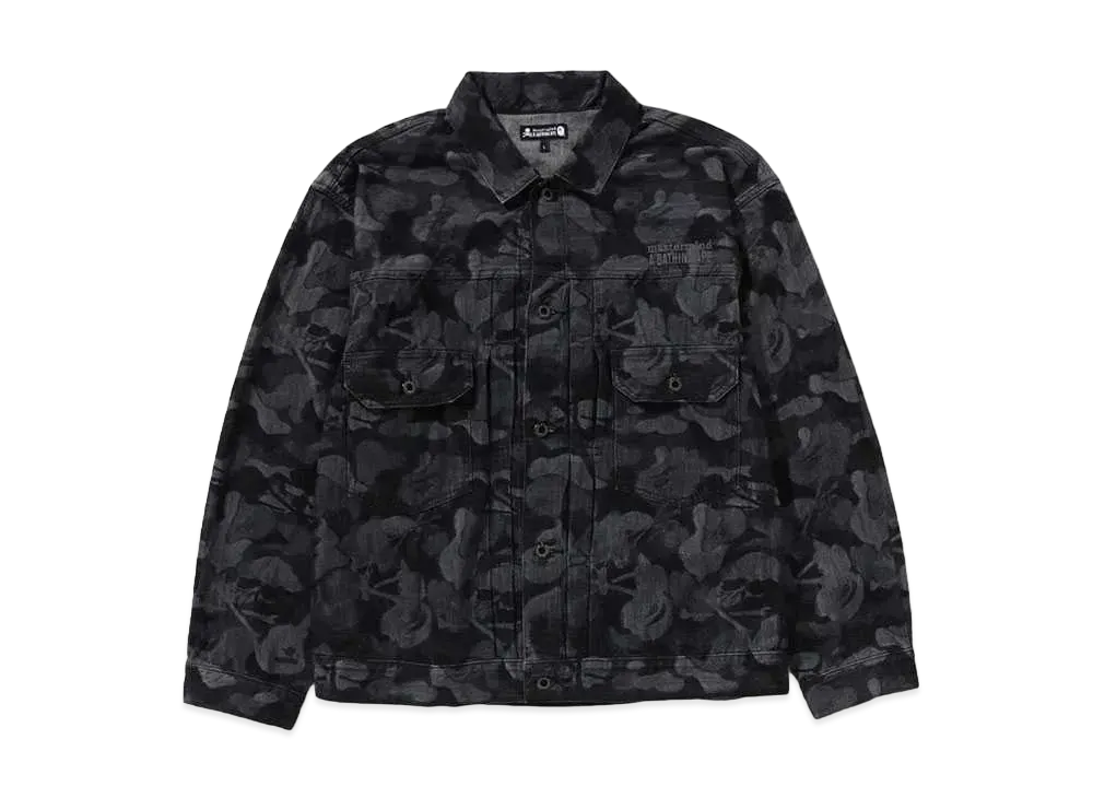 A BATHING APE x mastermind JAPAN Skull Camo 12 Oz Denim Jacket "Black"