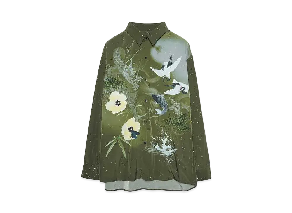 LAD MUSICIAN DECHINE CARP&SPLASH BIG SHIRT "KHAKI"