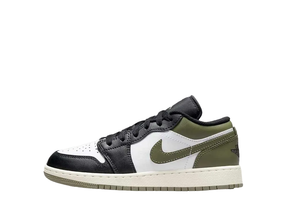ナイキ GS エア ジョーダン1 ロー "ブラック/ミディアムオリーブ/ホワイト"