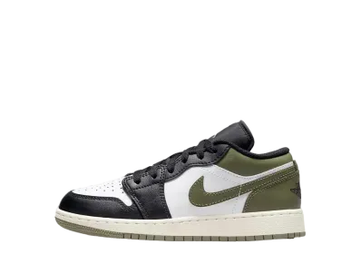 ナイキ GS エア ジョーダン1 ロー "ブラック/ミディアムオリーブ/ホワイト"