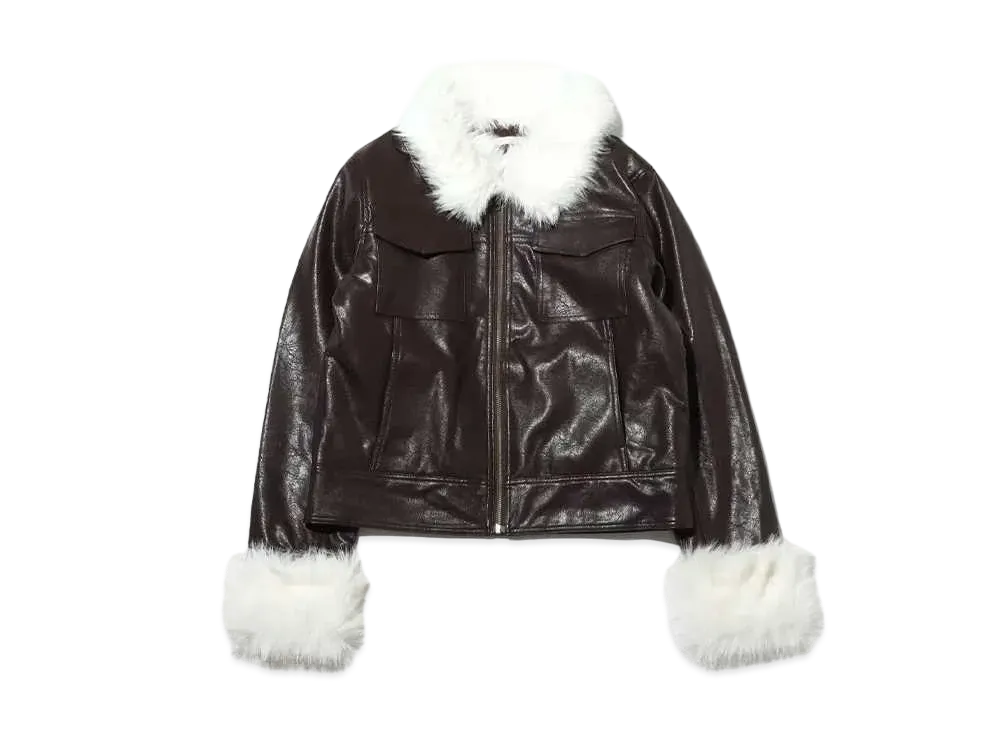 atmos pink Two-Way Faux Leather Jacket "Brown"