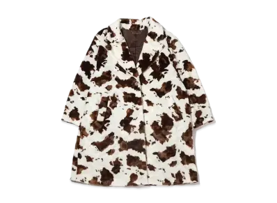 atmos pink Cow Pattern Fur Coat "White"