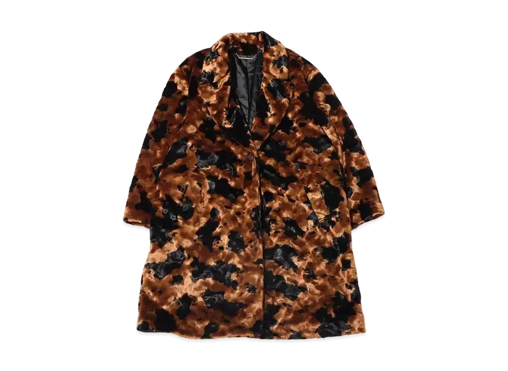 atmos pink Cow Pattern Fur Coat "Brown"