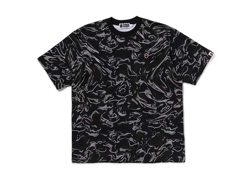 A BATHING APE Marbling Camo One Point Relaxed Fit Tee "Black"
