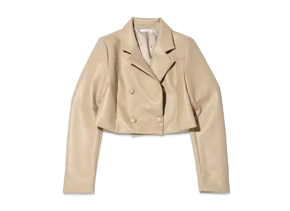 atmos pink x Chisato Yoshiki Short Take Faux Leather Jacket "Beige"