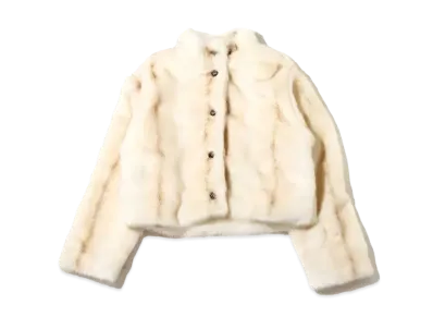 atmos pink Stand Collar Short Fur Coat "Ivory"