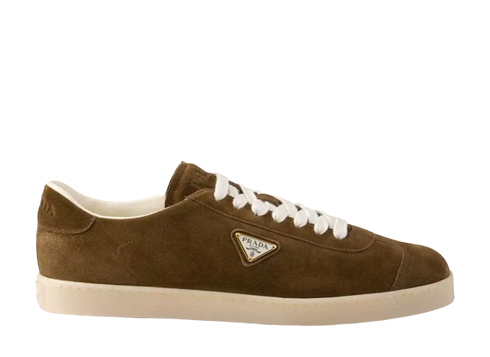 PRADA Lane Suede Sneakers "Light Brown"