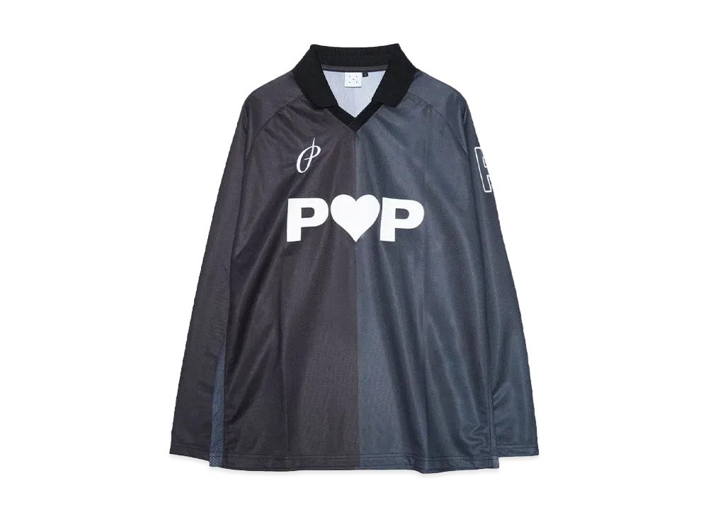 POP TRADING COMPANY striped sportif longsleeve shirt "BLACK"