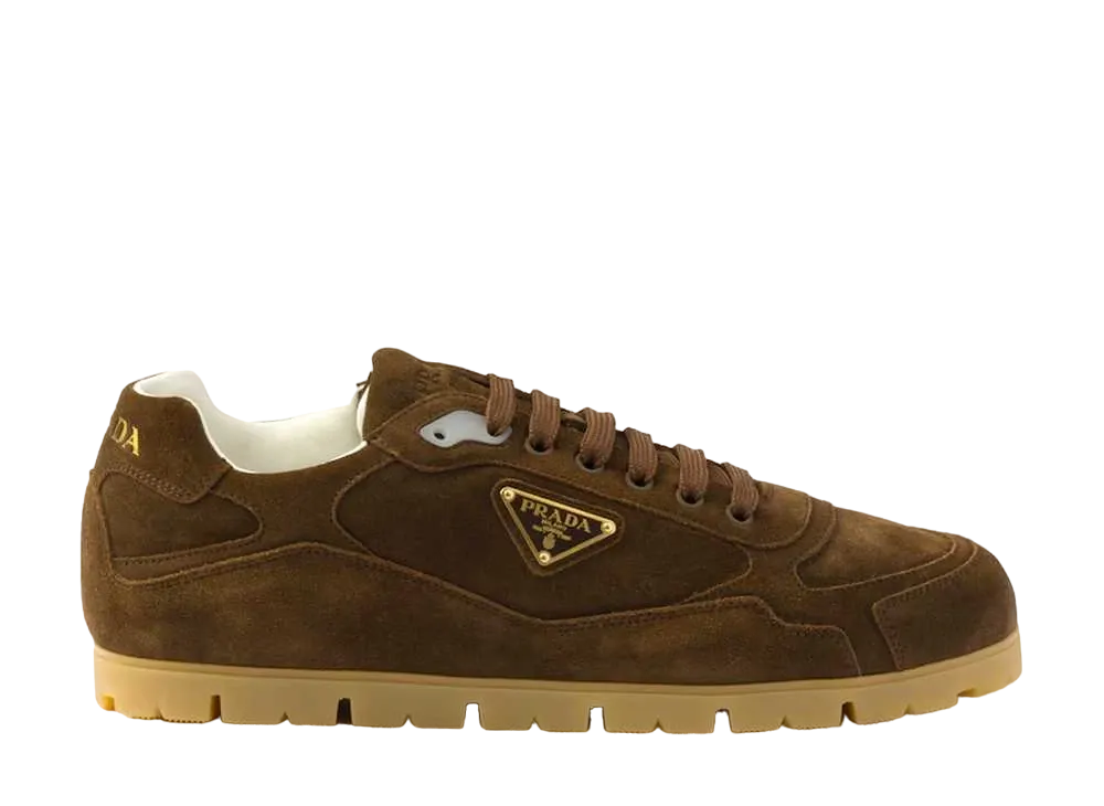 PRADA Trail Faded Suede Sneakers "Dark Brown"