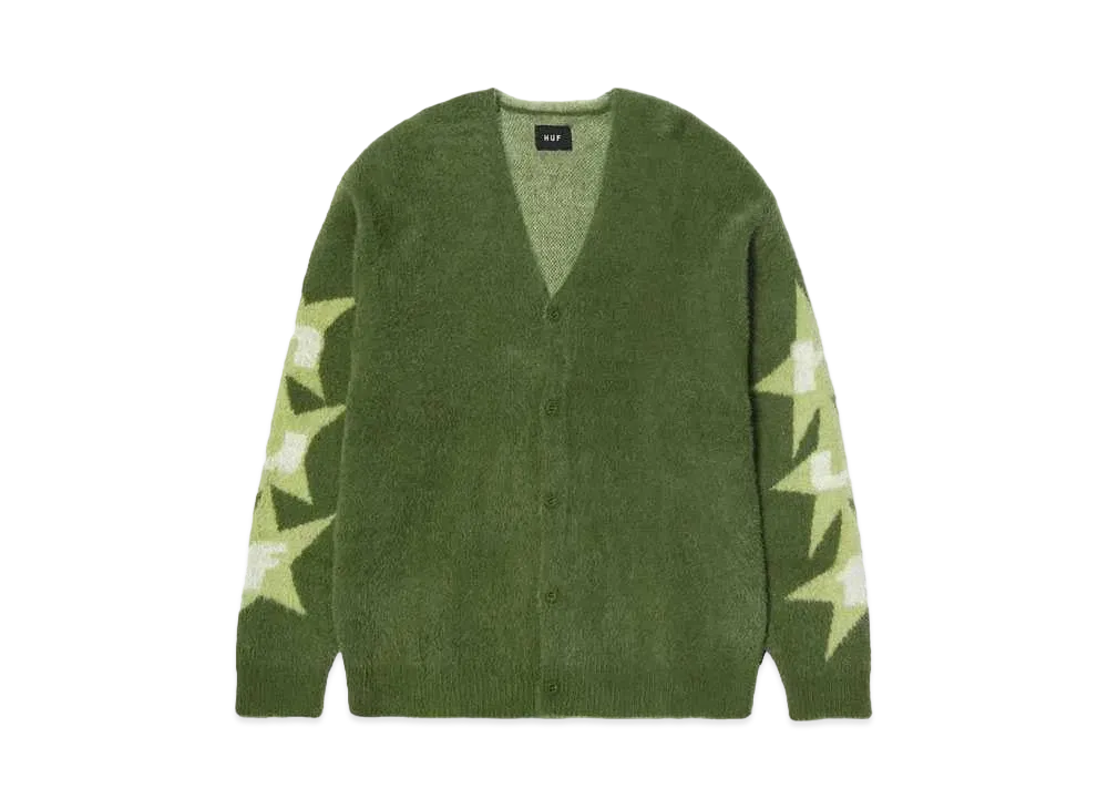 HUF Fall 24 Ursa Shaggy Cardigan "Pesto"
