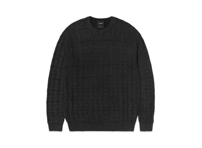 HUF Fall 24 Interlaced Jacquard Overdyed Crew "Black"
